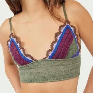 NWT! Free People Another Weekend Longline Crochet Bra Top L